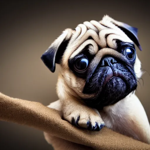 Prompt: 8k photograph of a miniature Pug