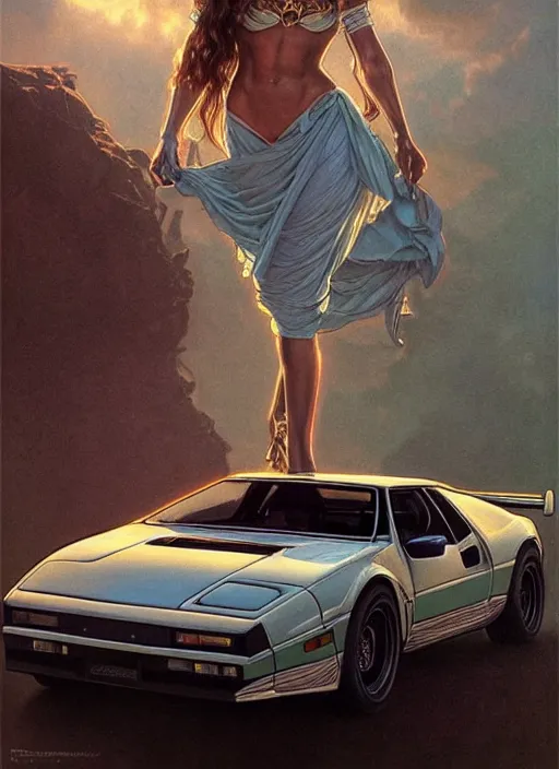 Image similar to beautiful painting of 1988 De Tomaso Pantera , intricate, elegant, highly detailed, digital painting, artstation, concept art, matte, sharp focus, illustration, art by Artgerm and Tom Bagshaw and Greg Rutkowski and Alphonse Mucha