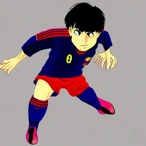 Image similar to lionel messi in captain tsubasa style