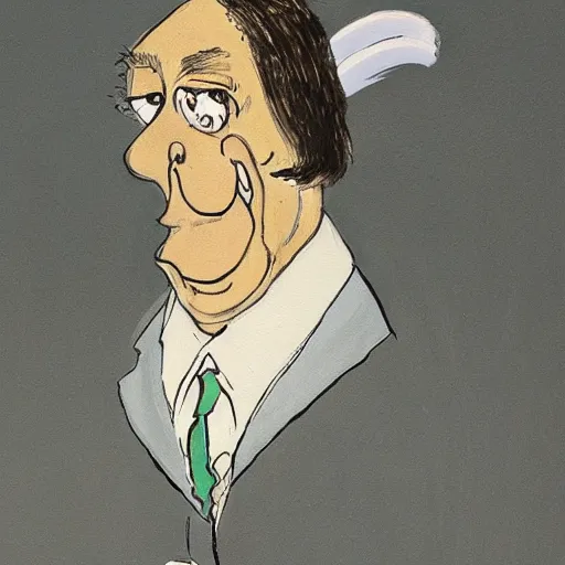 Image similar to a detailed portrait painting of a man with a cat on his back by gerald scarfe