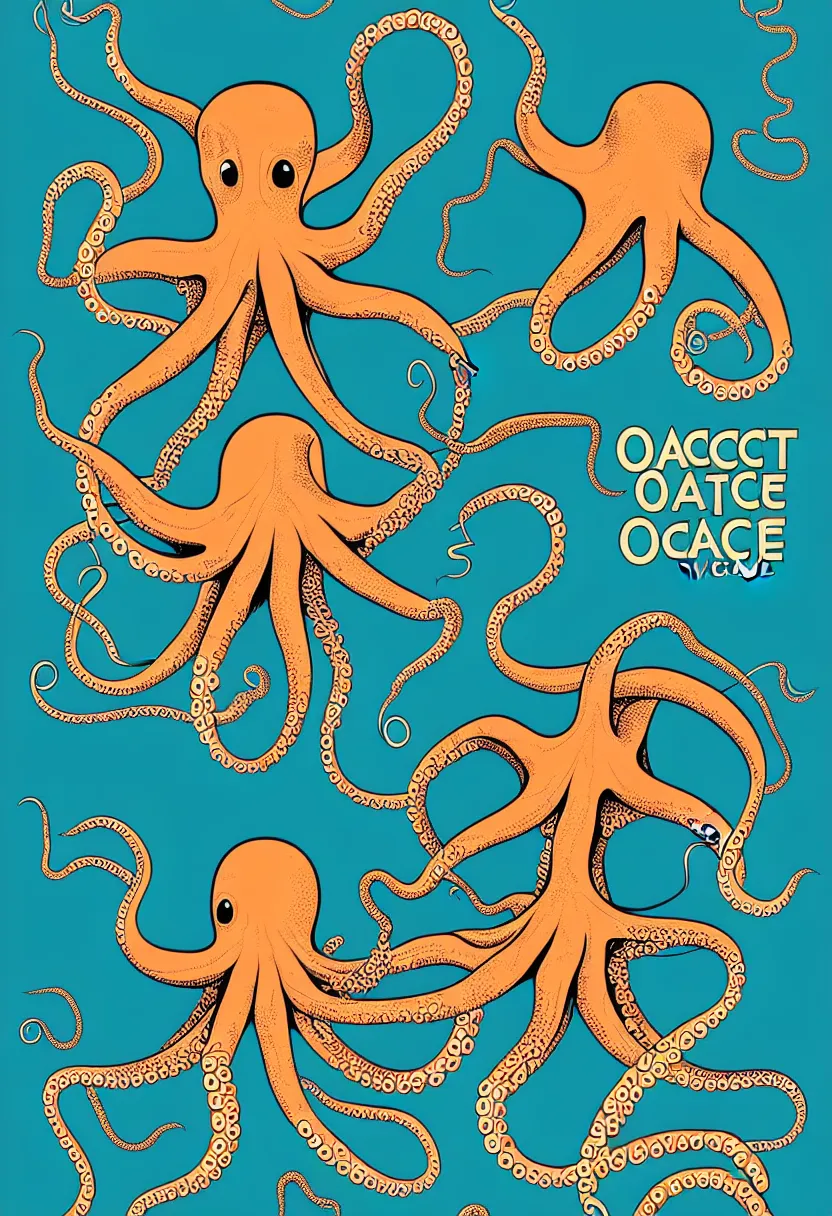 Image similar to vintage concert poster for octopus dance, vector art, 8k, highly detailed illustration