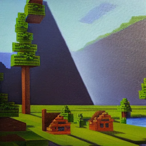 Image similar to minecraft, oil painting