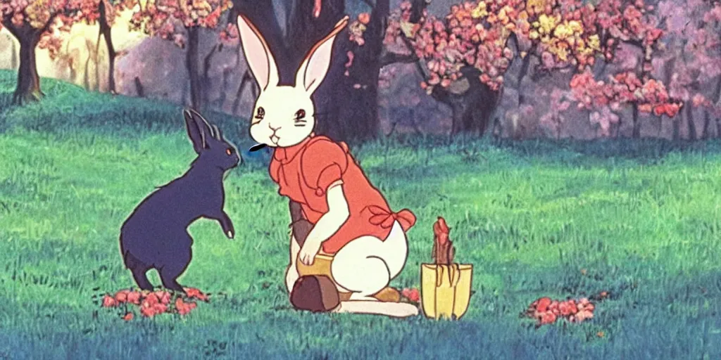 Image similar to a rabbit in the movie kiki's delivery service, screenshot