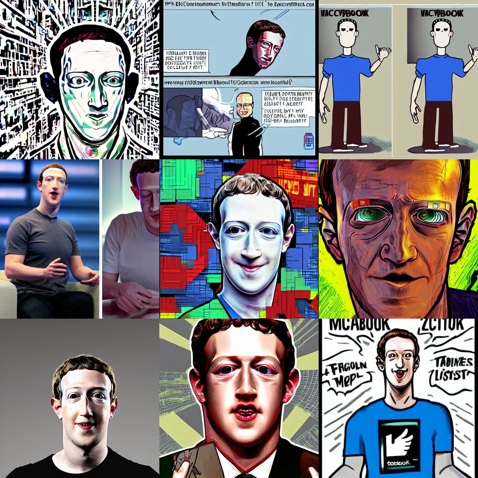 Prompt: evil cyborg mark zuckerberg