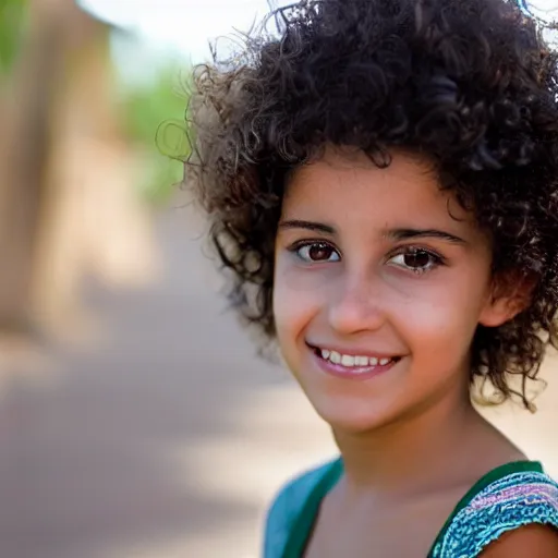 Image similar to Beautiful Moroccan girl holding her favourite frog smiling curly hair sharp depth of field photo