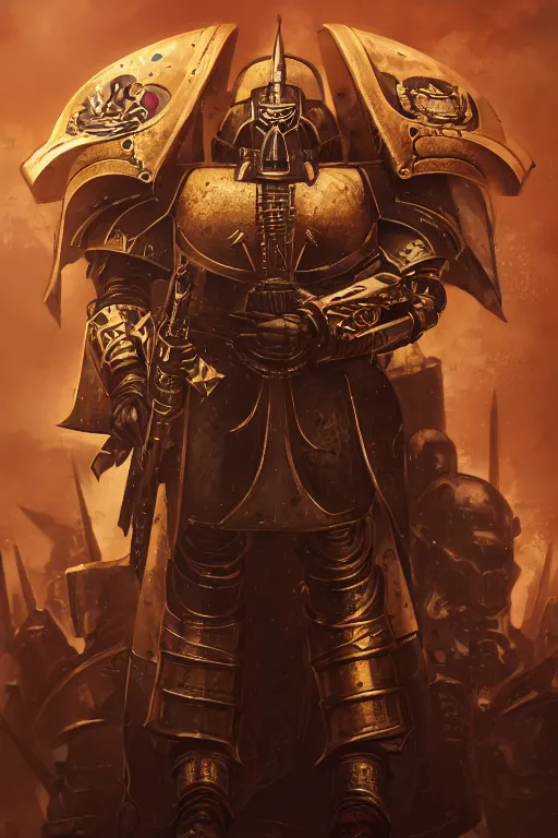 Image similar to armor portrait heros warhammer 4 0 k horus heresy fanart - the primarchs emperor by johannes helgeson animated with vfx concept artist & illustrator global illumination ray tracing hdr fanart arstation zbrush central hardmesh 8 k octane renderer comics stylized