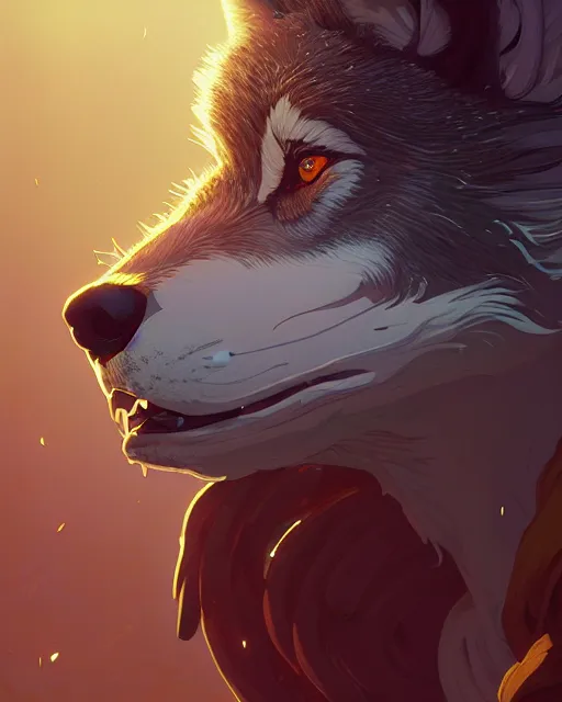 Prompt: highly detailed vfx portrait of a ferocious wolf, stephen bliss, unreal engine, greg rutkowski, loish, rhads, beeple, makoto shinkai and lois van baarle, ilya kuvshinov, rossdraws, tom bagshaw, alphonse mucha, global illumination, detailed and intricate environment