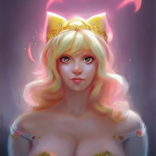 Image similar to princess peach as realistic blond pretty human character art portrait, matte fantasy painting, deviantart artstation, by jason felix by steve argyle by tyler jacobson by peter mohrbacher, cinema c 9. 0