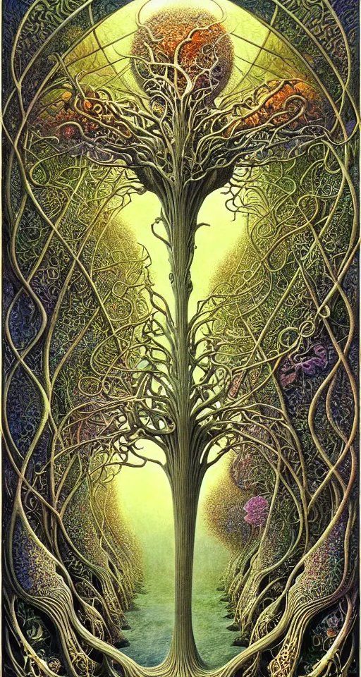 Image similar to tree of life by roger dean and andrew ferez, art forms of nature by ernst haeckel, divine chaos engine, symbolist, visionary, art nouveau, botanical fractal structures, organic, detailed, realistic, surreality