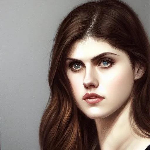 Prompt: Alexandra Daddario, portrait by Stanley Artgerm Lau