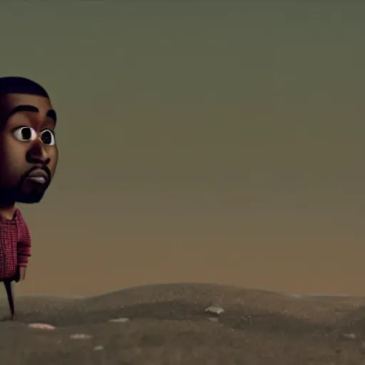 Image similar to a cinematic film still from a 2022 Pixar movie starring Kanye West, in the style of Pixar, shallow depth of focus