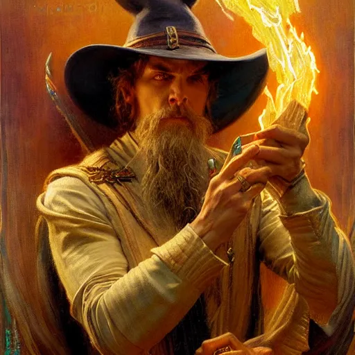 Image similar to powerful wizard. highly detailed painting by gaston bussiere and j. c. leyendecker 8 k