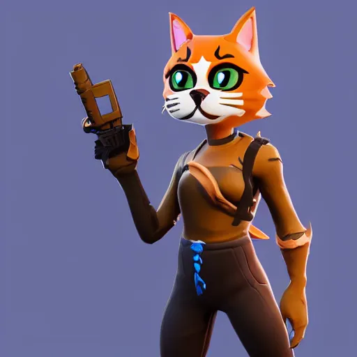 Prompt: a cat as a fortnite character