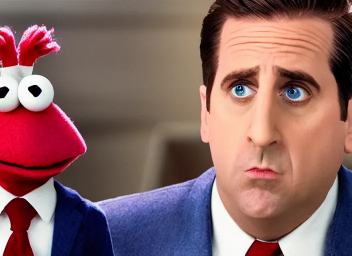 Prompt: film still of Michael Scott as a muppet from The Office, 4k