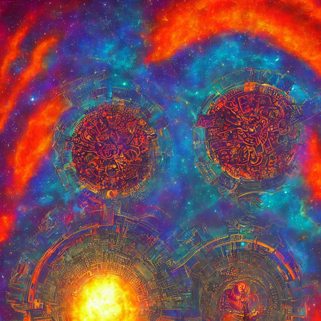 Prompt: deep vibrant colors, a large celestial immaculate EPCOT stargate in the valley of loved souls, filled with glory and prestige, detailed, celestialpunk, tranquility, trending on artstation, cgsociety, pressed penny art