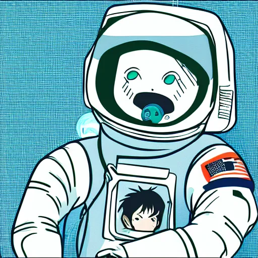 Image similar to an astronaut relaxing in space, Manga Character, anime, vector art, glitchcore,