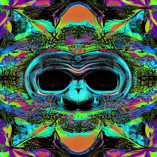 Image similar to stoned ape theory, psilocybin mushrooms, abstract, evolution