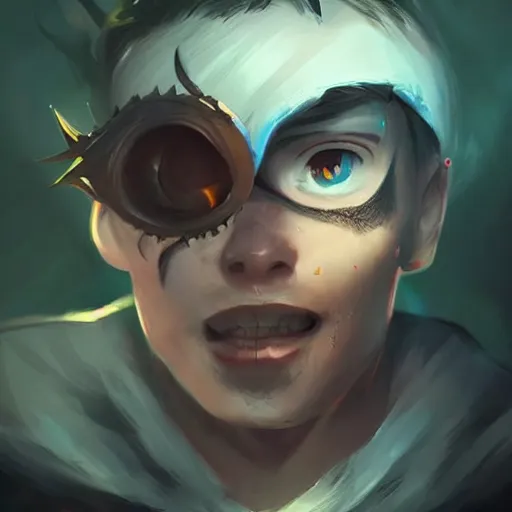 Prompt: A boy who has a scar on his left eye+dark+evil+concept art+artstation+by rossdraws+ depicted as a beautiful Instagram profile picture