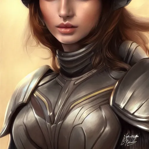 Image similar to portrait of a gorgeous russian woman in armor by artgerm