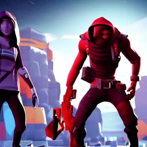 Image similar to red among us imposter crew mate from the video game among us, in fortnite, dramatic, betrayal
