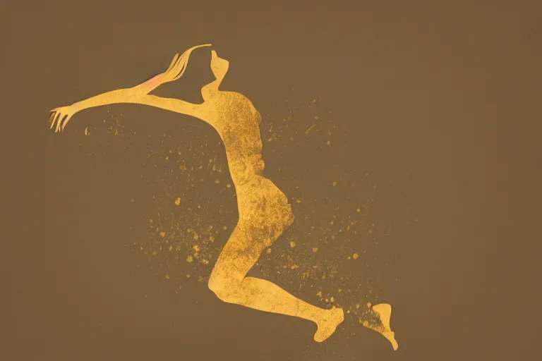 Image similar to beautiful serene volleyball player, healing through motion, life, minimalistic golden and ink airbrush painting on white background