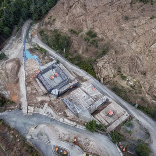 Image similar to birds eye view of sci-fi quarry