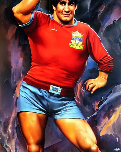 Image similar to diego armando maradona by peter andrew jones, by julie bell, by mark brooks, hd, hyper detailed, 4 k