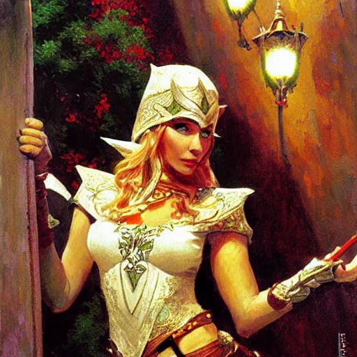 Image similar to female elf priestess, sunny, painting by gaston bussiere, craig mullins, j. c. leyendecker