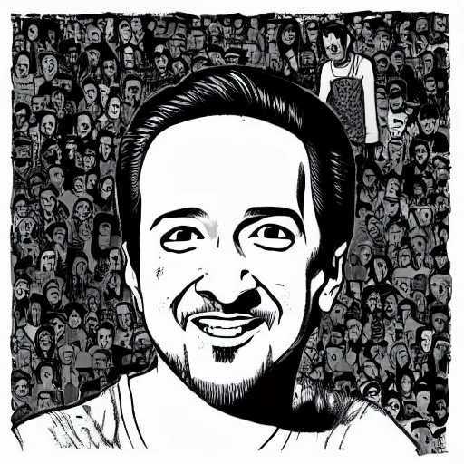 Image similar to lin manuel miranda in the style of junji ito