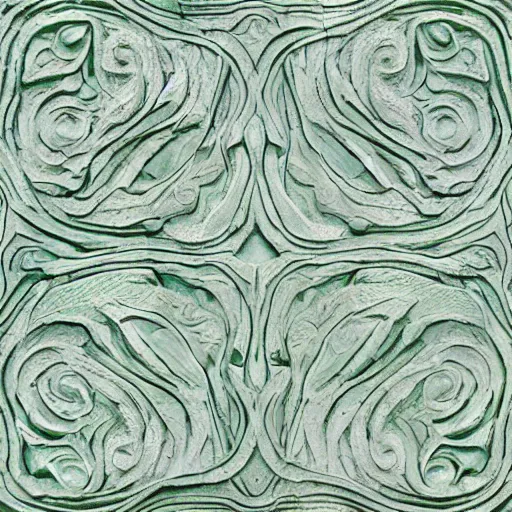 Image similar to thin lines, fractals, lichen macro, serpentine twisty maze, carved soapstone ceiling relief paneling white and pale green, gaudi