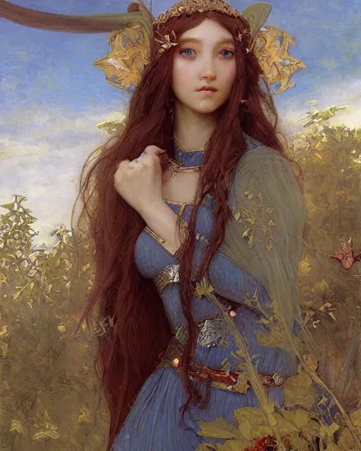 Image similar to a beautiful elf princess by Edgar Maxence and Ross Tran and Michael Whelan Jules Bastien-Lepage and BROM