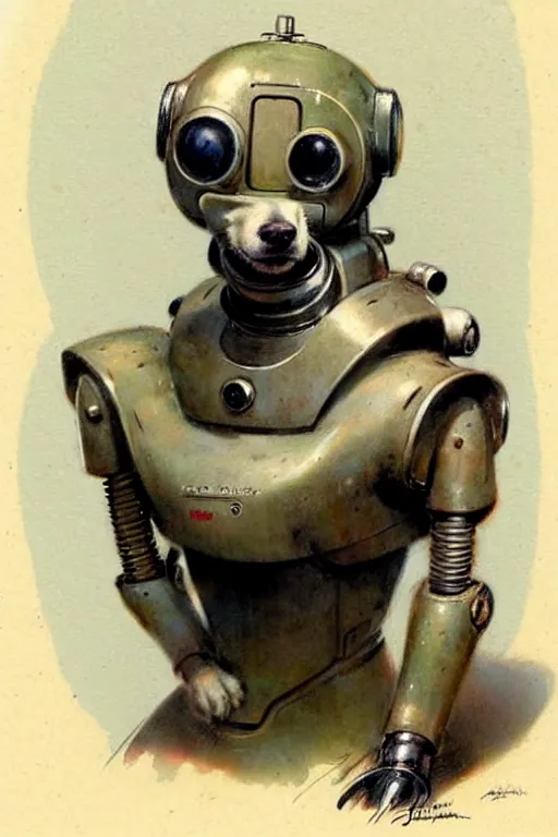 Image similar to (((((1950s retro robot guard dog . muted colors.))))) by Jean-Baptiste Monge !!!!!!!!!!!!!!!!!!!!!!!!!!!