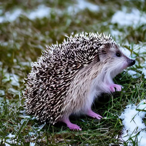 Prompt: hedgehog in the snow