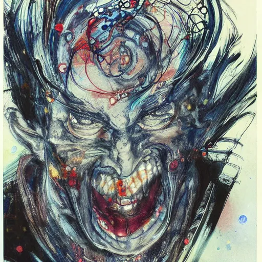 Image similar to ! dream old man, painted by yoshitaka amano, - n 9, painted by yoshitaka amano,