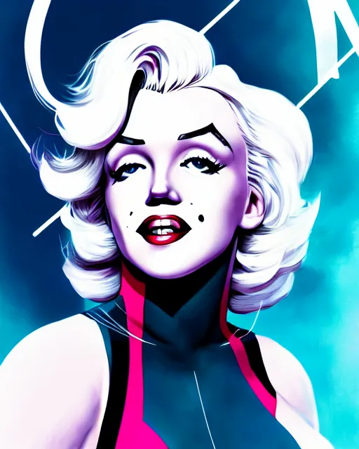 Image similar to portrait of marilyn monroe as spider - gwen, art by lois van baarle and loish and ross tran and rossdraws and sam yang and samdoesarts and artgerm, middle shot, digital art, highly detailed, intricate, sharp focus, trending on artstation hq, deviantart, unreal engine 5, 4 k uhd image