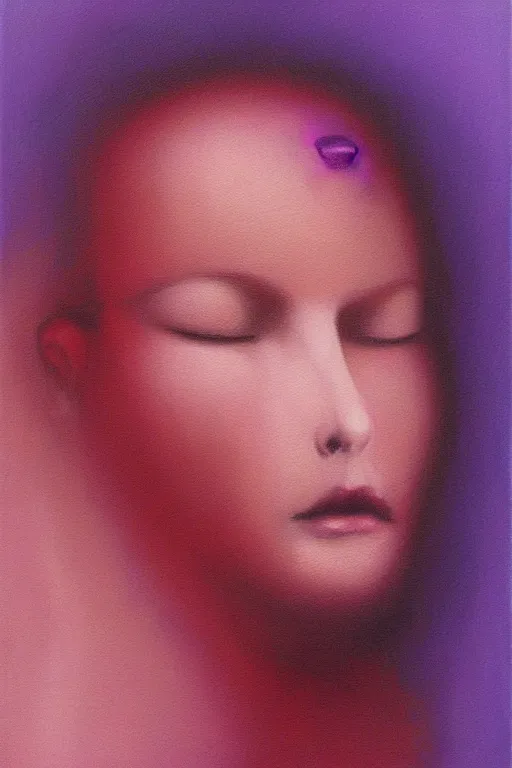 Prompt: Portrait of Amy Rose, abstract purple lighting, intricate, elegant, somber, highly detailed, oil painting, smooth, sharp focus, illustration, art by zdislav beksinski