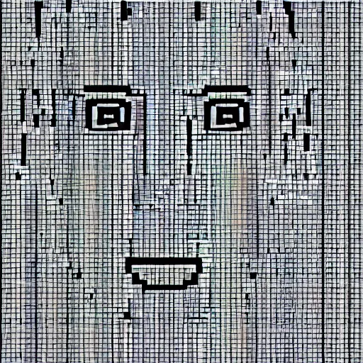 Prompt: ascii art of an artificial robot made in the shape of a man, human steel smooth face