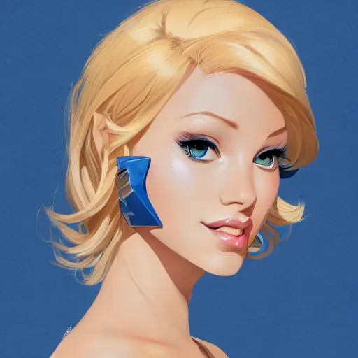 Image similar to portrait of beautiful gamergirl with blond hair and blue eyes, League of Legend illustration by Sam Youn:2, profile picture by Gil Elvgren:2, asymmetrical, Organic Painting, Ambient Occlusion:3, Matte Painting, bold shapes, hard edges, street art, trending on artstation, realistic:2 by Sachin Teng:5