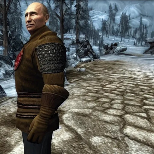 Image similar to vladimir putin in skyrim, gameplay screenshot