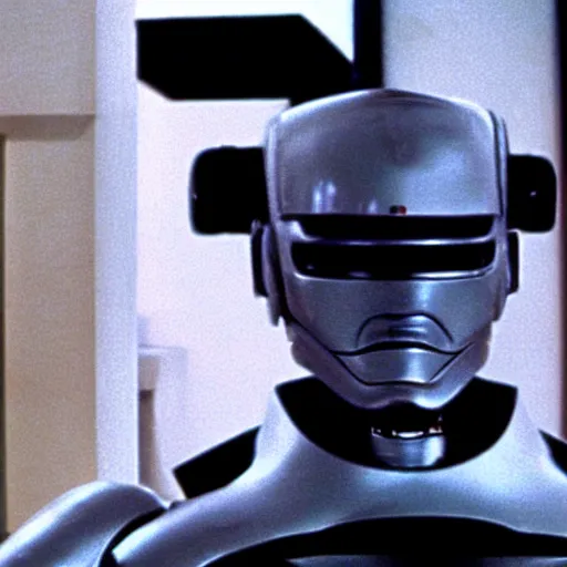 Image similar to Jodorowsky's Robocop, cinema still, colorful