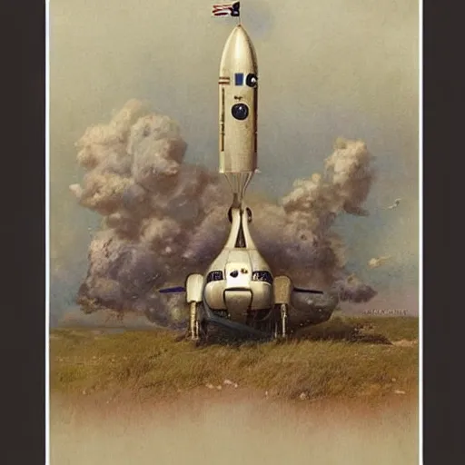 Prompt: (((((((((((retro rocketship))))))))))) . muted colors. by Jean-Baptiste Monge !!!!!!!!!!!!!!!!!!!!!!!!!!!!!!!!!!!!!!!!