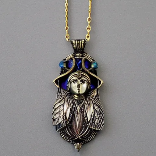 Image similar to ancient horus the god as an artnouveau lalique necklace