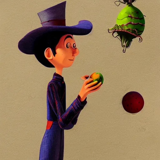 Prompt: concept art of james and the giant peach, steven spielberg style