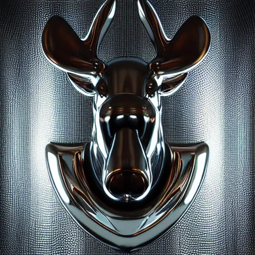 Image similar to chrome moose, glossy, metallic, neon, symmetrical, tribal patterns, realistic, unreal engine, octane, redshift, artstation, behance