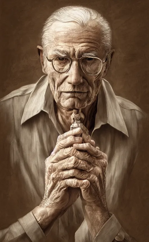 Prompt: old man doing hard work, do what we can, then leave it to god, d & d, non - fiction, intricate, elegant, highly detailed, digital painting, discipline object position, dynamic form, unbroken image,, concept art, intricate, sharp focus, illustration, art by robin eley, paul lung, samuel silva