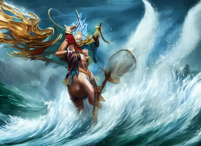 Prompt: champion splashart of the spirit of the river