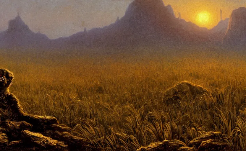 Prompt: nuclear wasteland in a field, close up shot, rocky, at dusk, distant mountains, 4k, rule of thirds, extreme detail, hazy, intricate ink illustration, surreal, surrealist, trending on artstation, cgsociety, hd, calm, complimentary colours, realistic lighting, by Albert Bierstadt, Frederic Edwin Church.