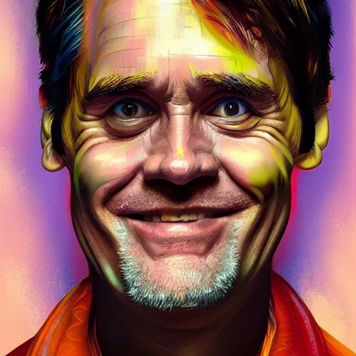 Image similar to portrait of Jim Carrey by viktor miller-gausa, abstract brush strokes, beautiful lighting, 4k digital art, illustration, trending on artstation