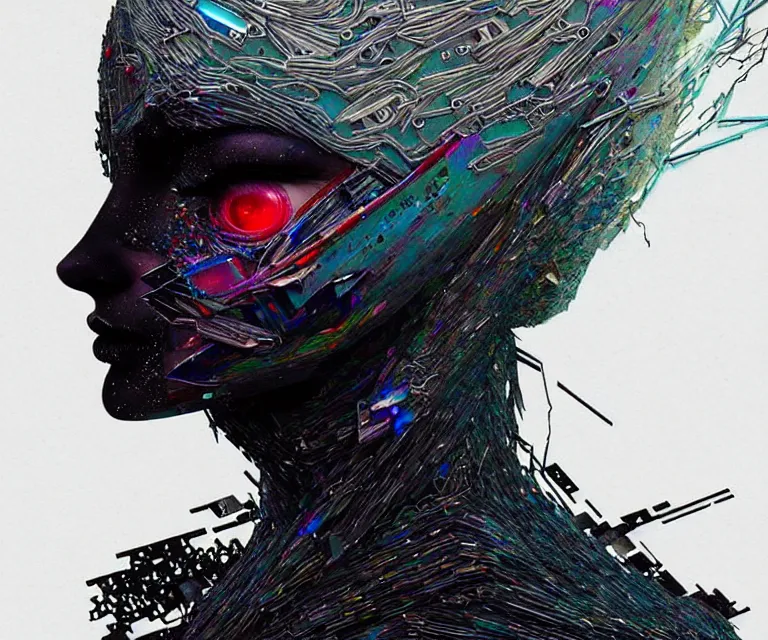 Prompt: shkkeled in the voied, by hr beeple and cgsociety | sw, insanely detailed, artstation, spaunning otherworldly gothic goddess of ice fire, dark and mysterious, atmospheric, ominous, eerie, cinematic, epiblowwing snow is pilling concept art in style of carne griffiths artwork by xsullo el anatsui