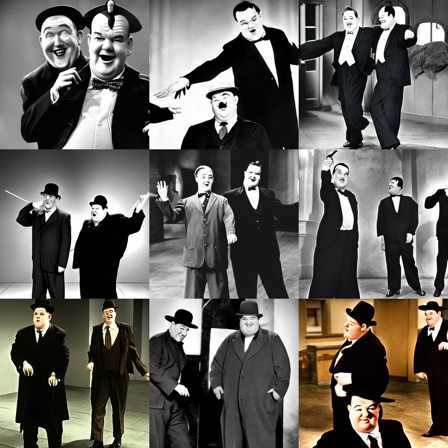 Prompt: stan laurel and oliver hardy in the matrix